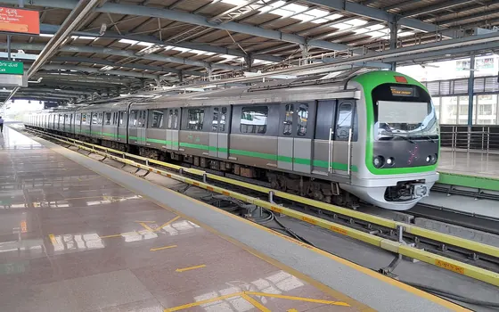 A Namma Metro Green Line train at the platform